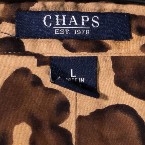 Chaps Ralph Lauren Women's Shirt Button Up Animal Print 3/4 Sleeve Blouse Top L - Picture 3 of 8